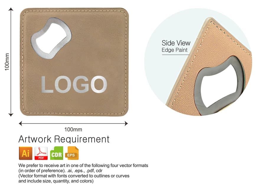 Leatherette Bottle Opener Coaster