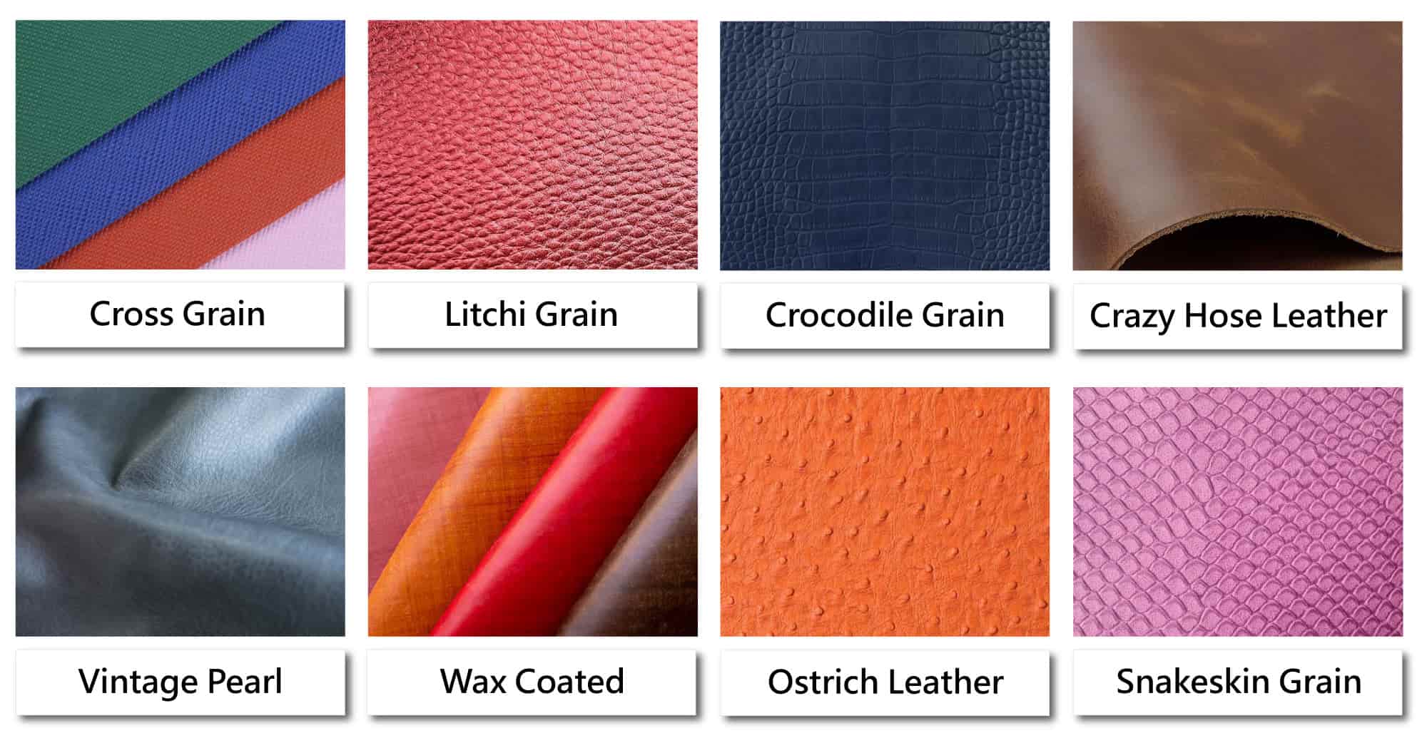  We have many leather materials for your options.