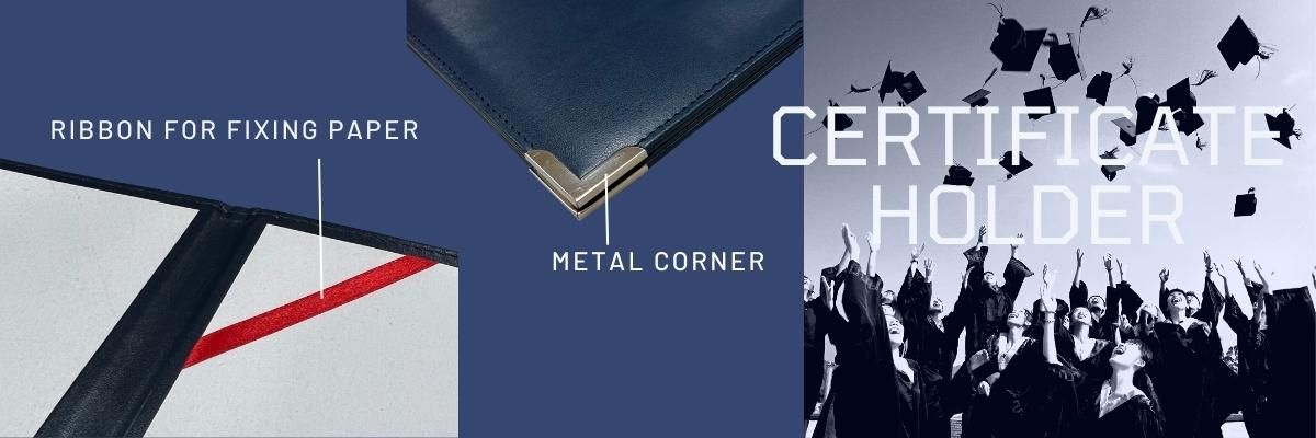 Lærsertifikatmappe kan legges til med metallramme