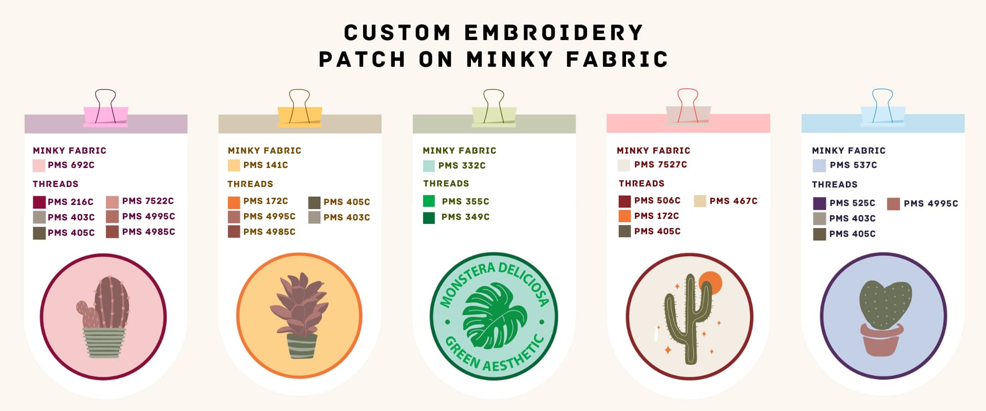 Patches de bordado personalizados em tecido minky.