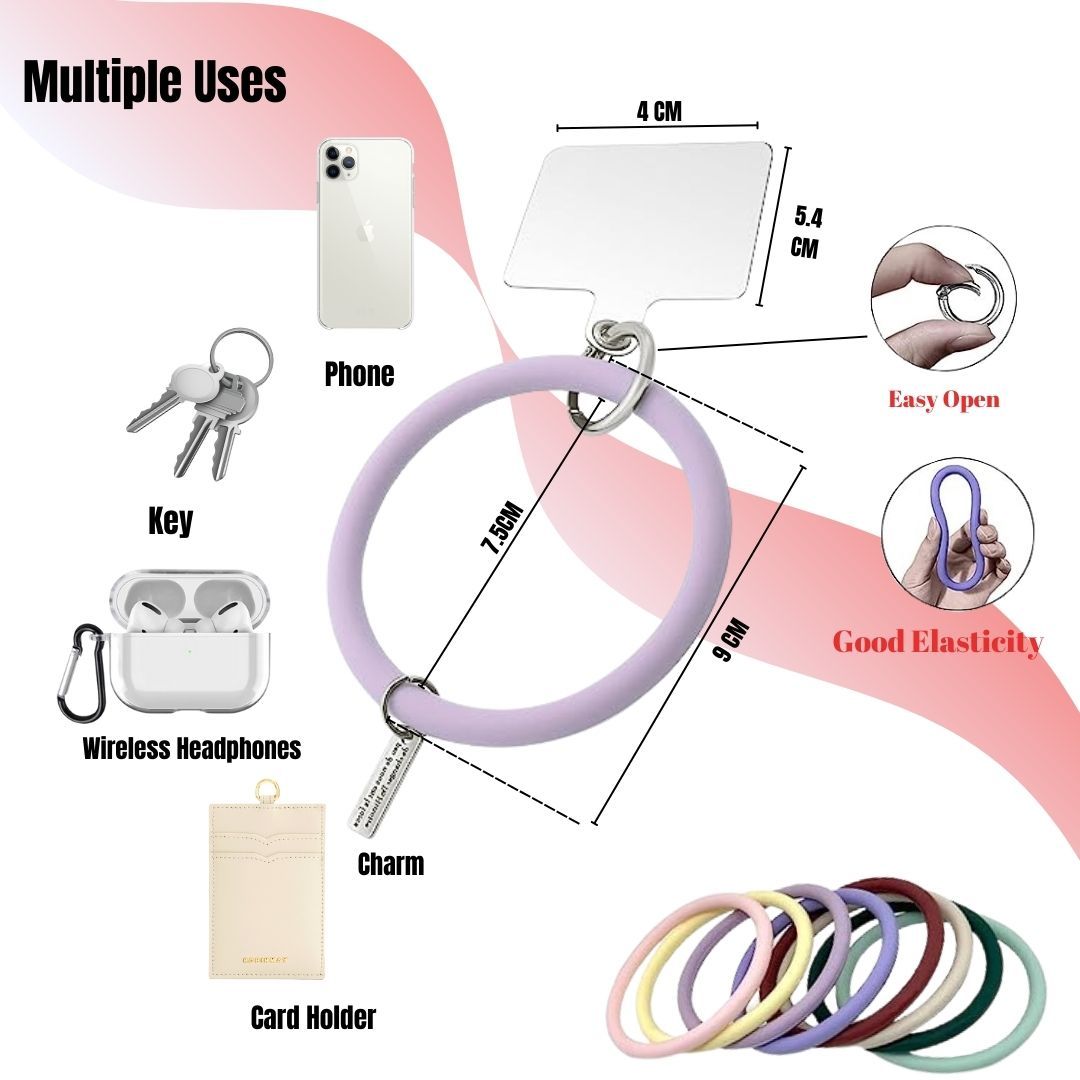  Silicone ring phone lanyard can be custom color. 
