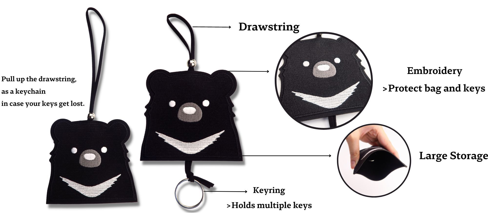 Promotert brodert nøkkelveske.