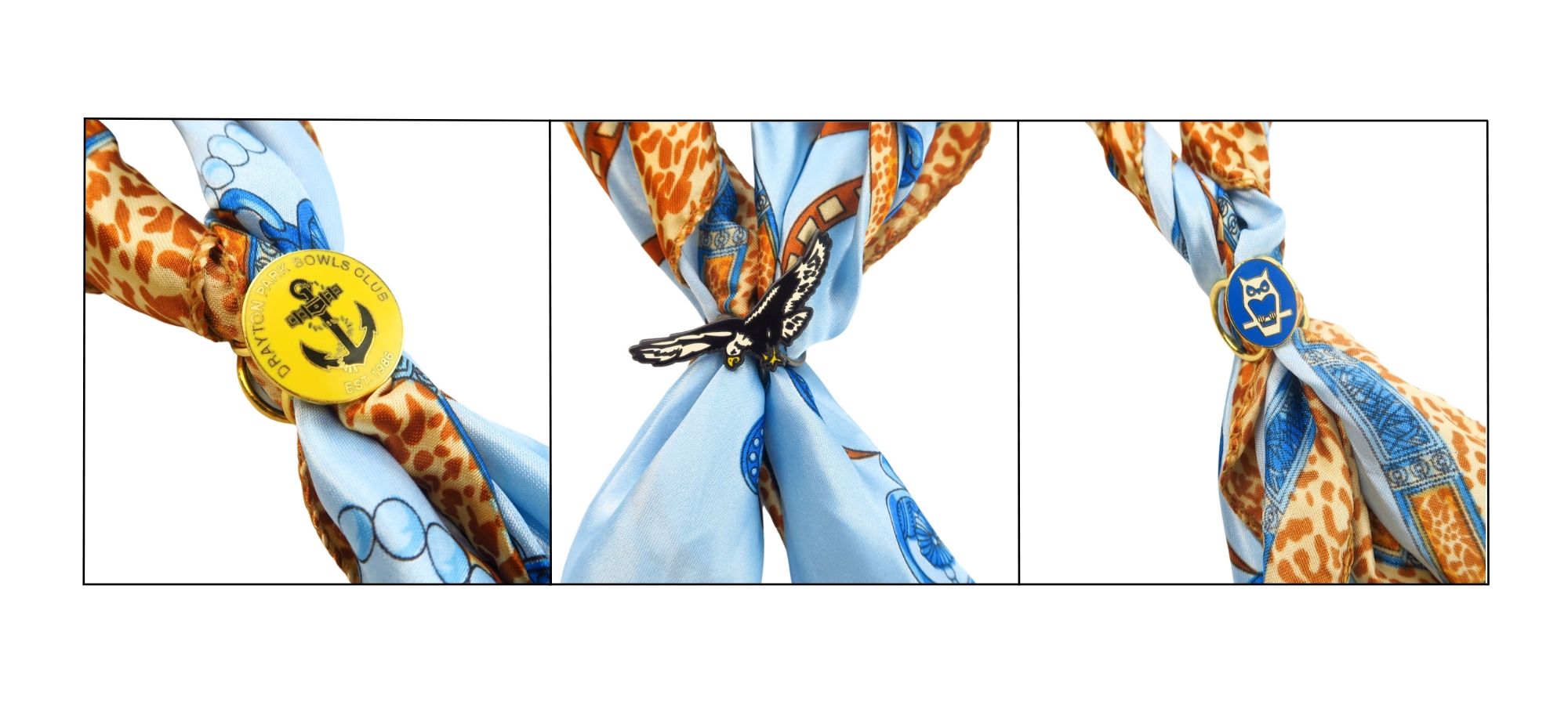 Anello per foulard a tre anelli personalizzato.