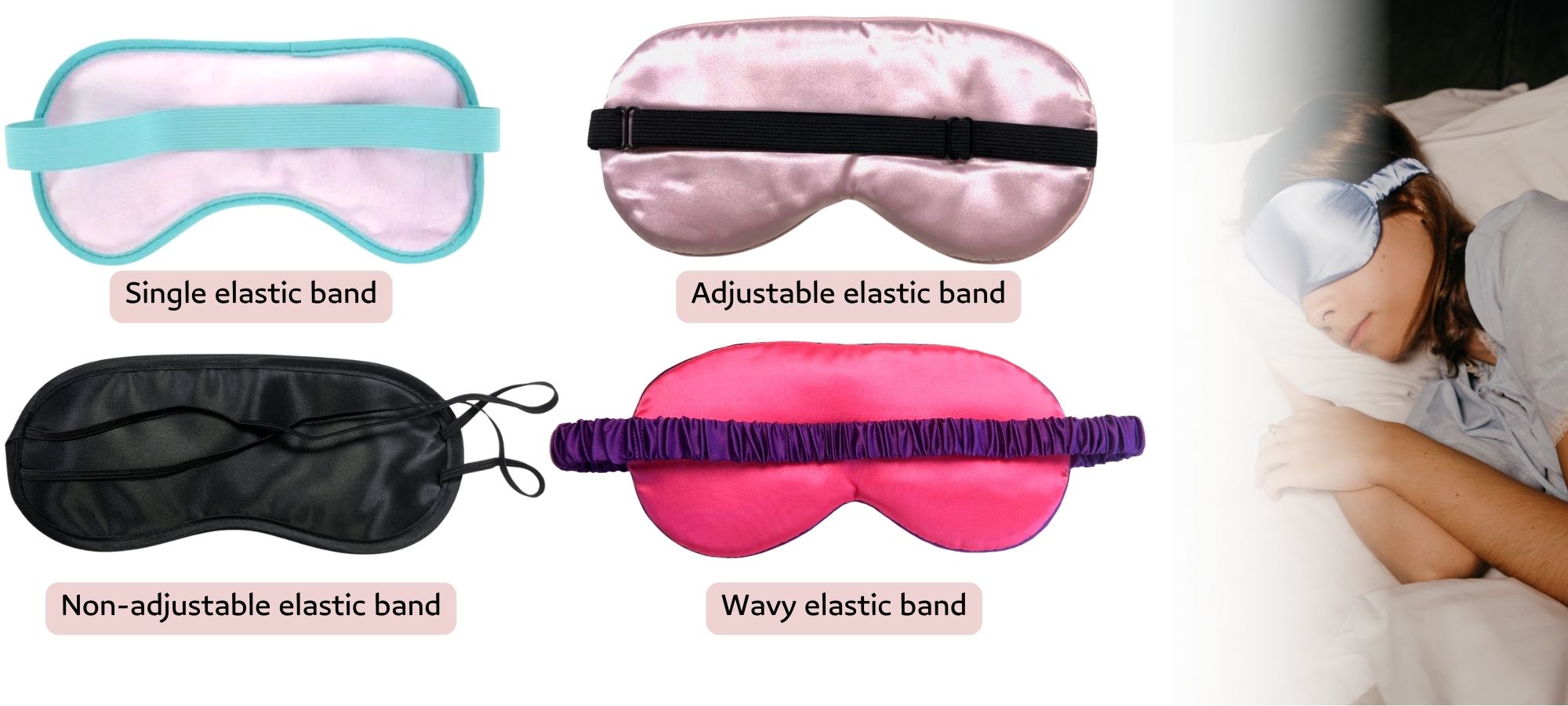 Dyk ner i lugnet med vår silkiga sömnmask, som främjar djup och återställande sömn.