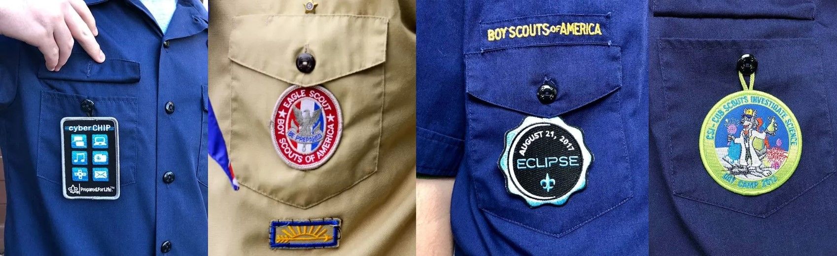 Toon uw reis en vaardigheden trots met badges netjes gerangschikt op uw scoutuniform.