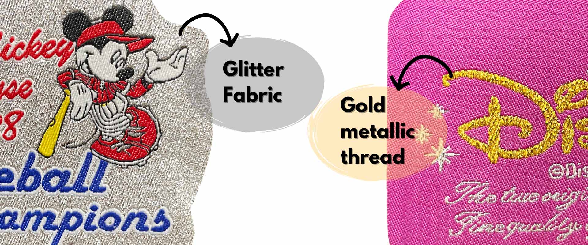 Egendefinerte Disney-broderte lapper for referanse.