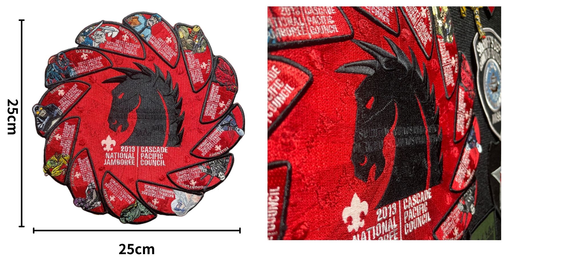 スカウトイベント用のカスタムデザインで全国ジャンボリーのパッチを作成します。