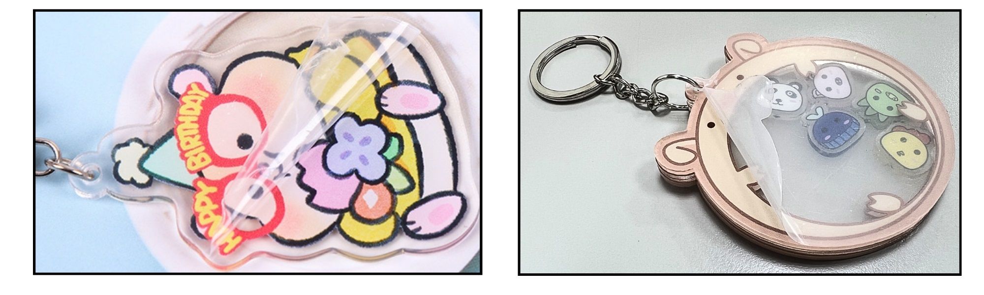 Op maat gemaakte plastic sleutelhangers voor brandingdoeleinden.