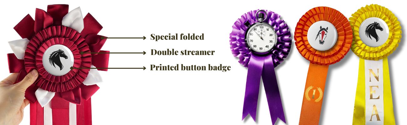 Egendefinert knappemerke med bånd.