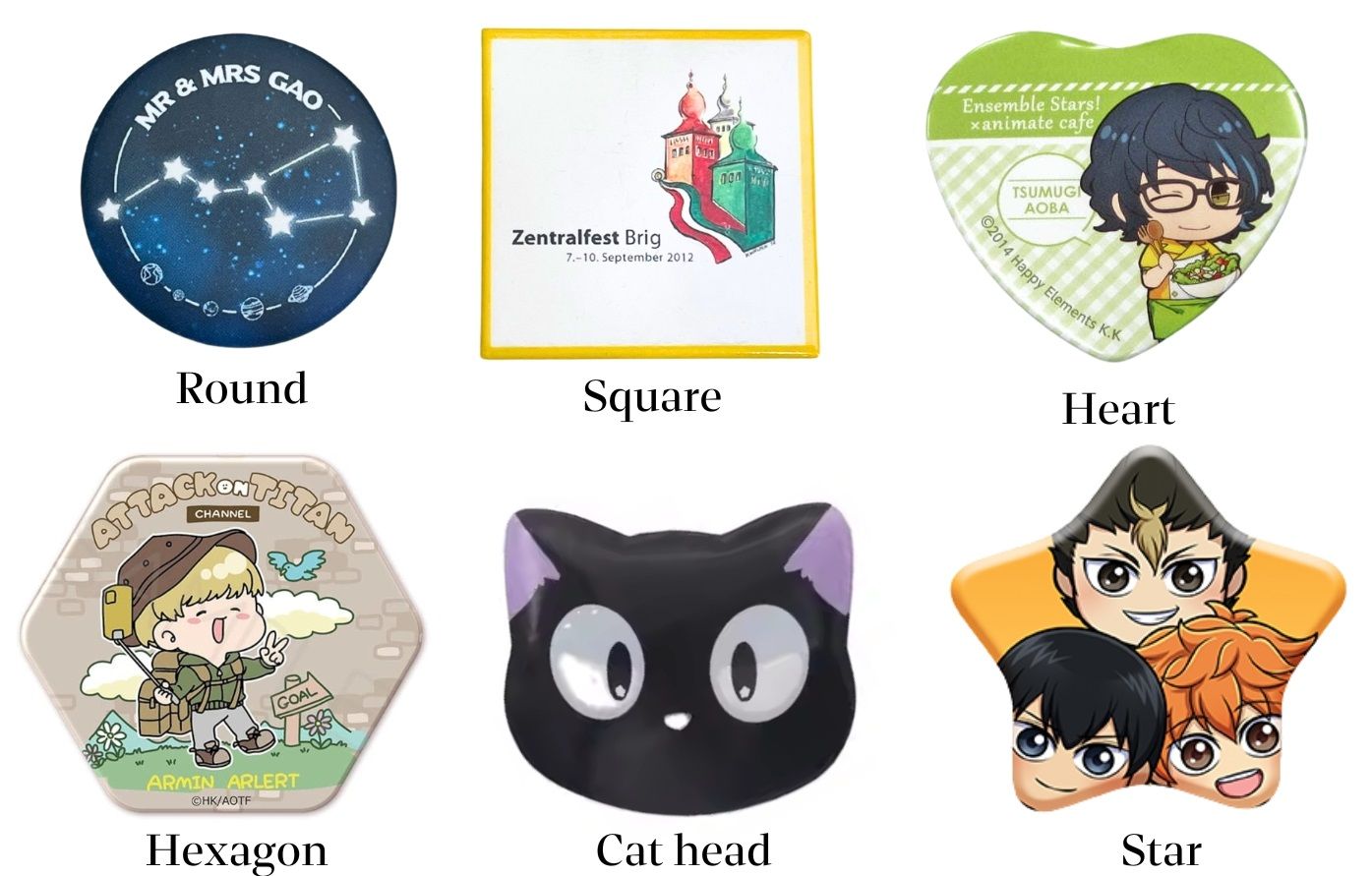 Luo mukautettuja nappimerkkejä mainontaa, tapahtumia tai brändäystä varten.