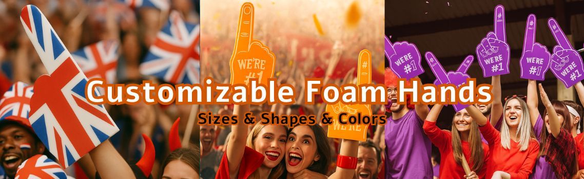 Mains en mousse personnalisées.