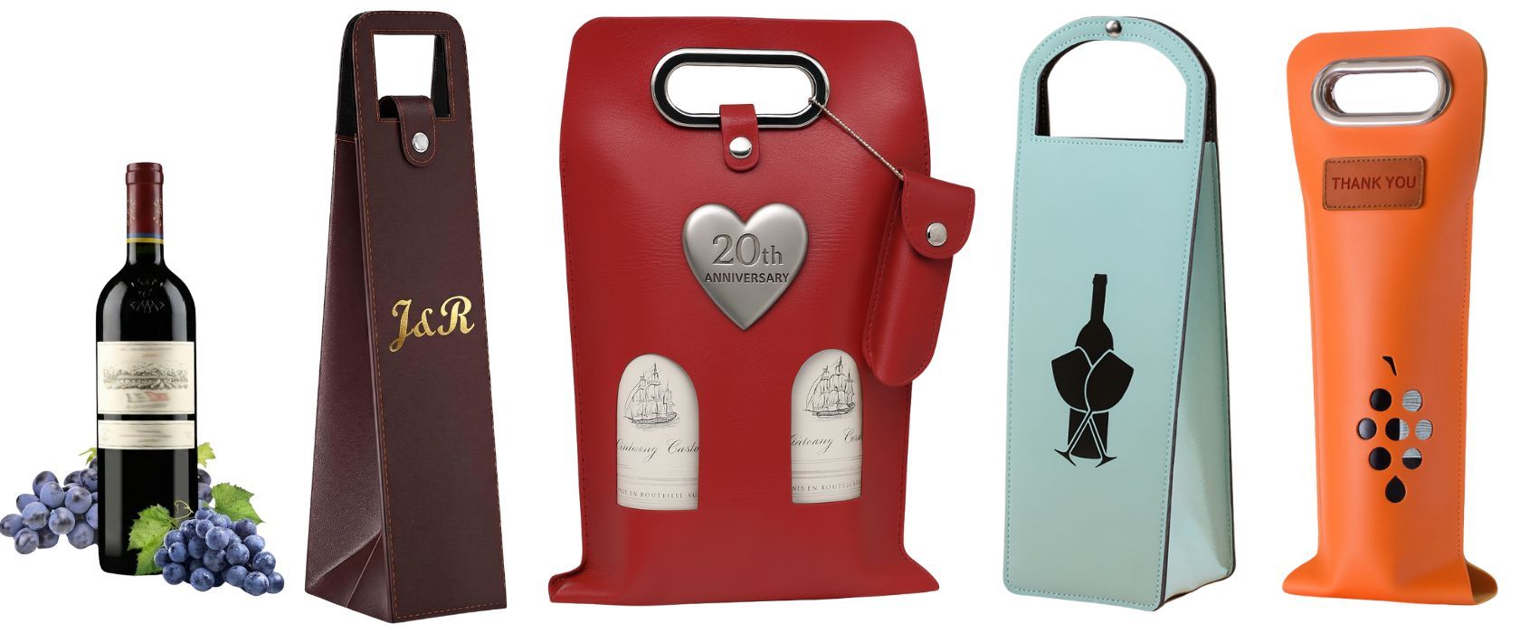 कस्टम लोगो वाइन बोतल लेदर कैरियर।