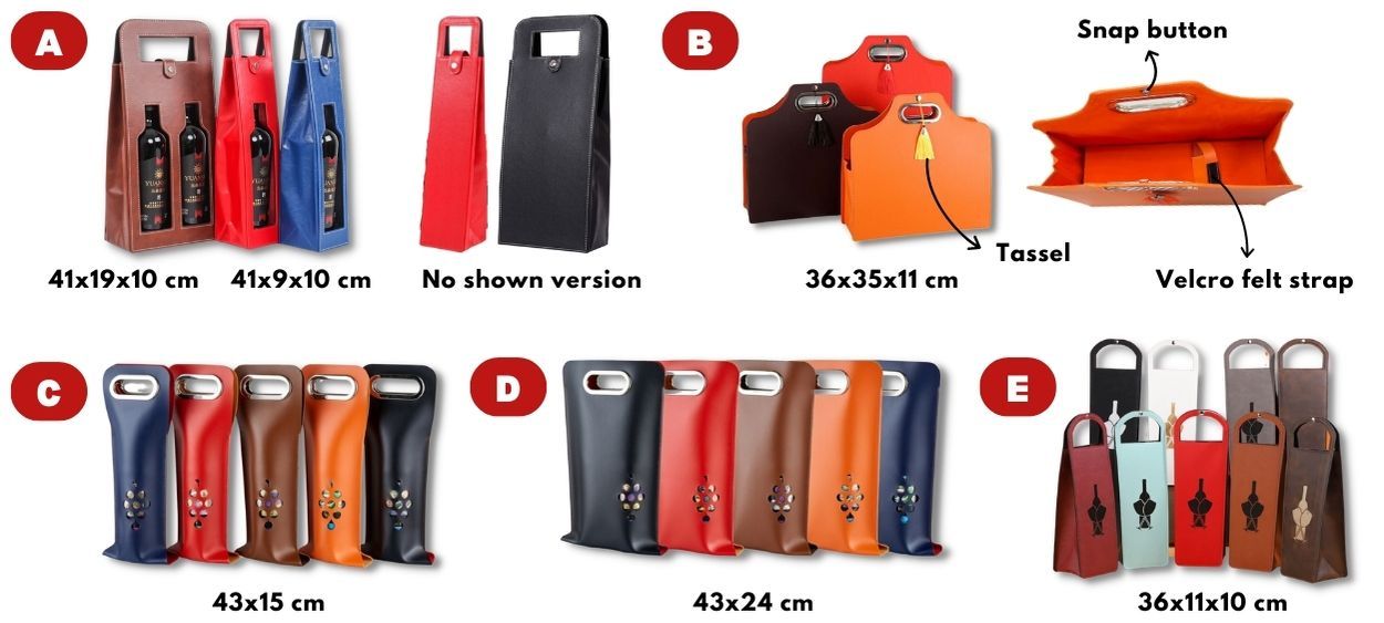 कस्टम लोगो वाइन बोतल लेदर कैरियर।