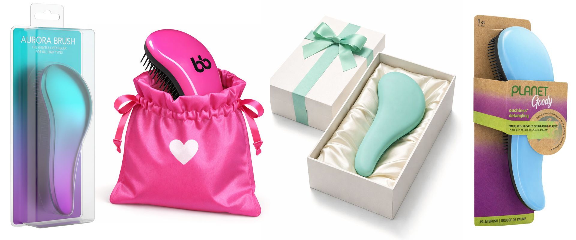 Personalised hair brushes.