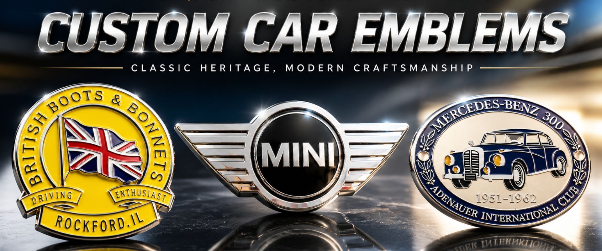 Custom car brand logo metal badge.