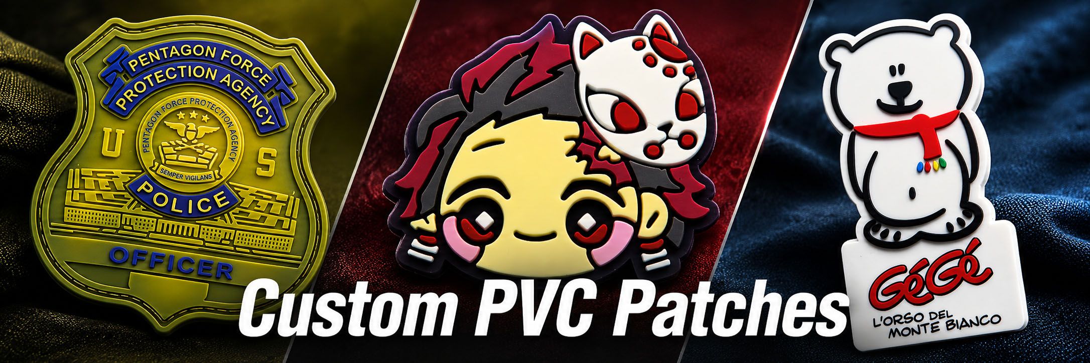  Enhance your brand or team with a custom PVC patches.