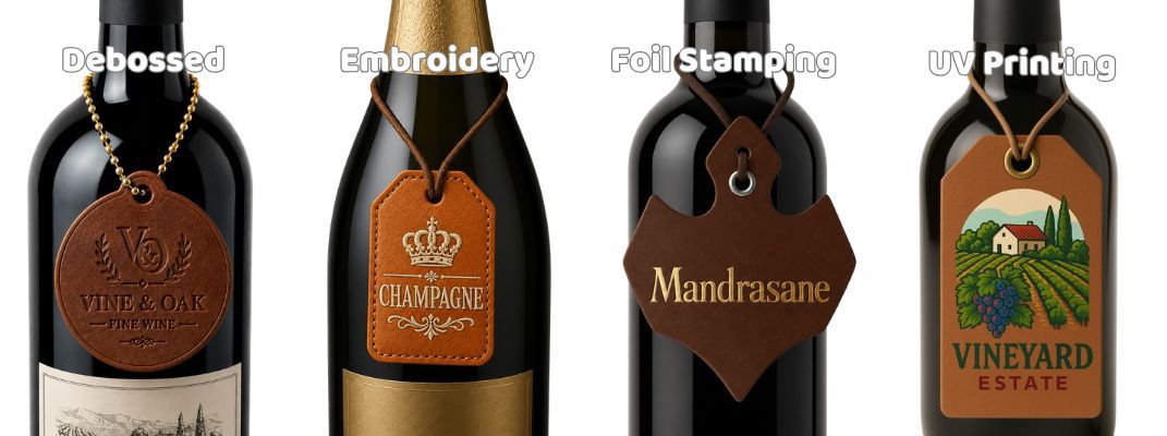 Custom leather wine tags.