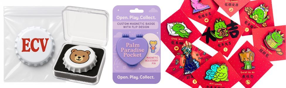 egyedi csuklós kitűzők.