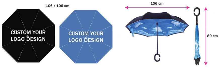 Plantilla de arte personalizado para paraguas invertido.