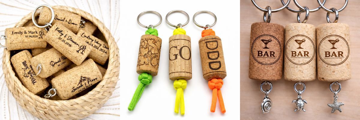カスタムロゴワインコルクストッパーキーチェーン。
