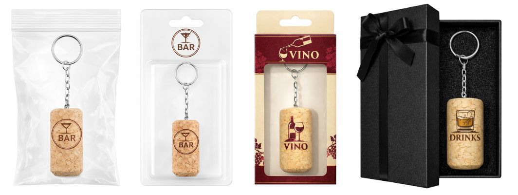 カスタムロゴワインコルクストッパーキーチェーン。