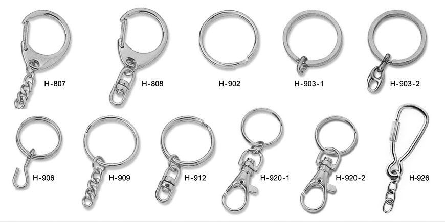 PVC keychain attachment options.