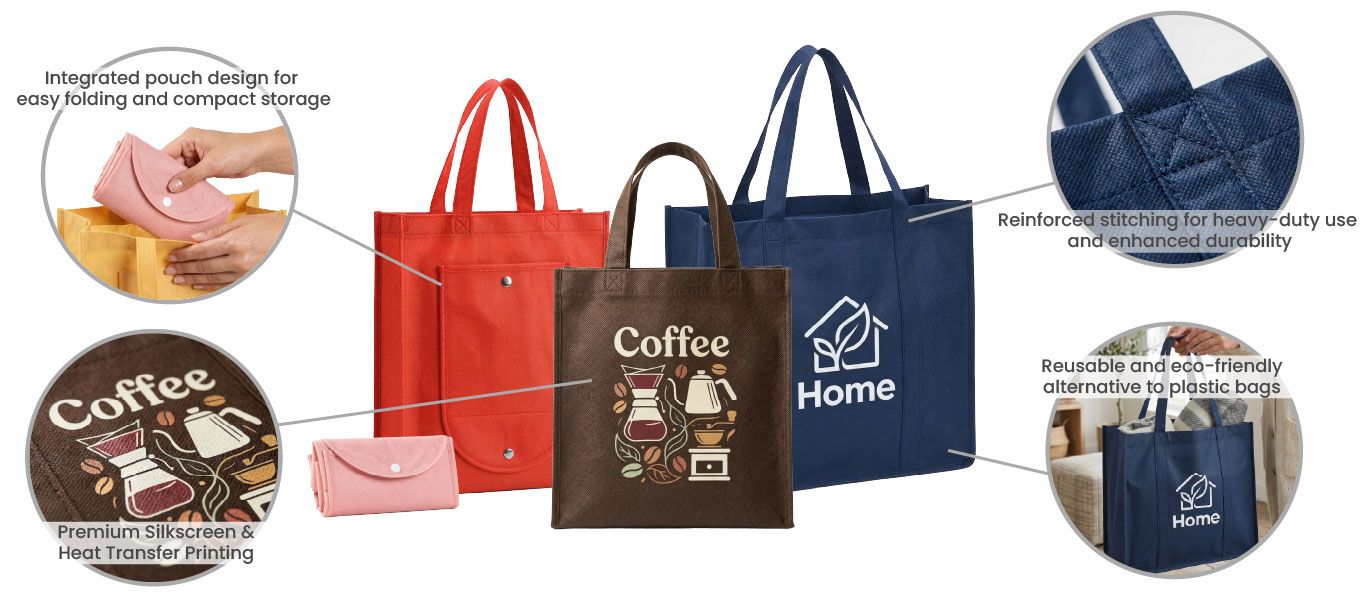 Индивидуальные сумки для покупок из нетканого материала идеально подходят для розничного брендинга.