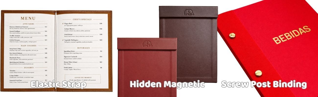 Пользовательская кожаная папка для меню.