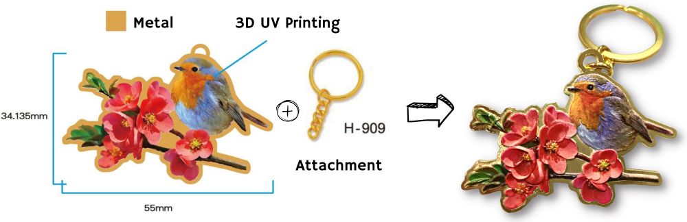 Mukautettu 3D-tulostusmetallinen avaimenperä.