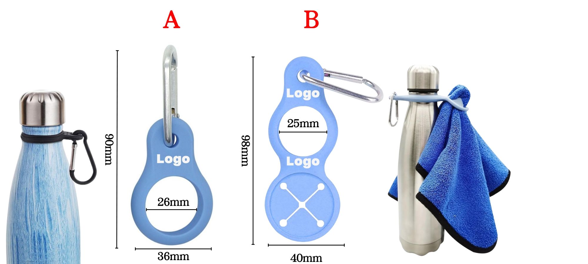 Silicone water bottle clips.